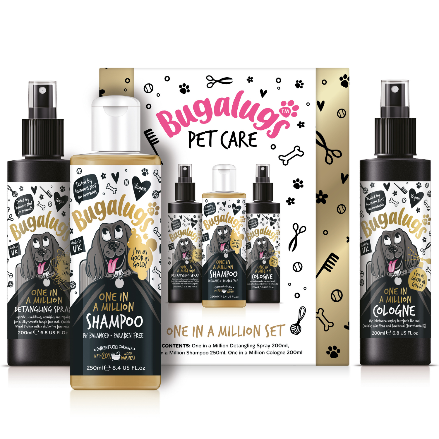 bugalugs-one-in-a-million-hunde-pflege-geschenkset-mit-k-lnischwasser-200ml-luxu image 2