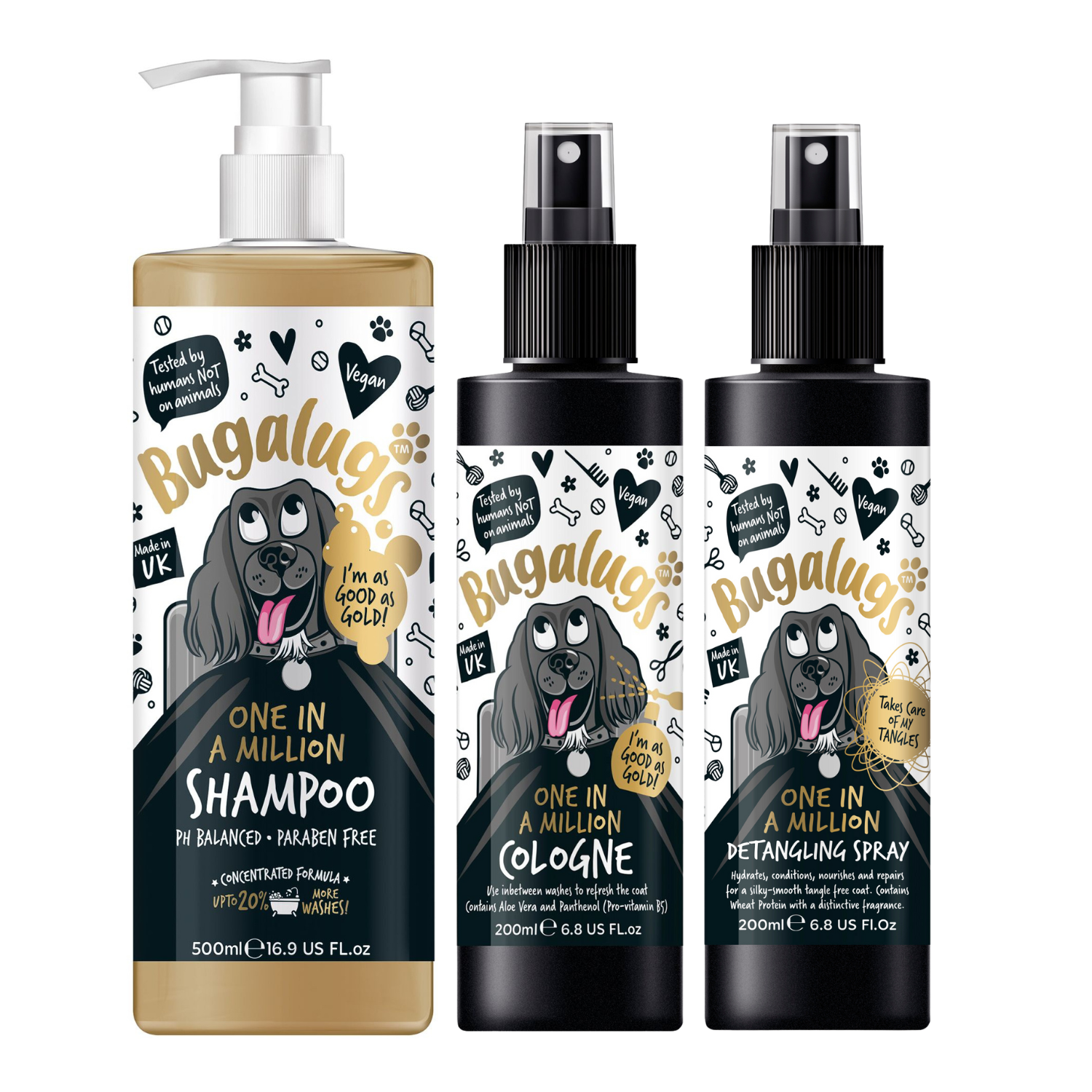 bugalugs-one-in-a-million-grooming-set-hundeshampoo-500-ml-hundecologne-200-ml-e image 1