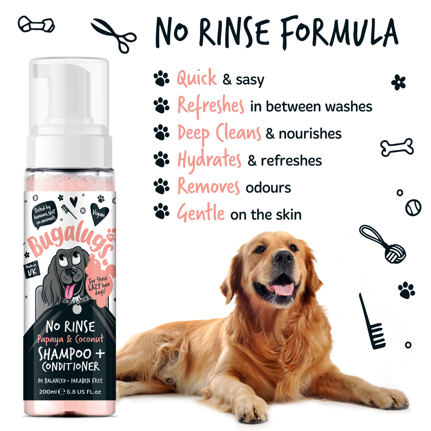 bugalugs-no-rinse-papaya-coconut-dog-shampoo-conditioner-2-in-1-trockenshampoo-w image 6