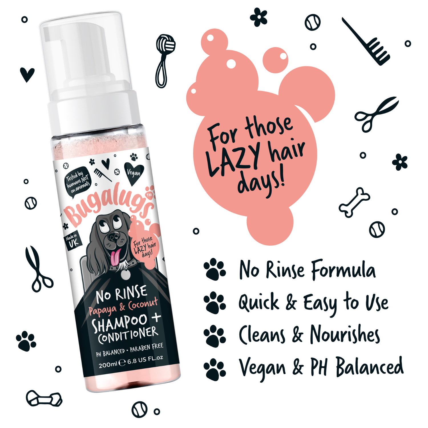 bugalugs-no-rinse-papaya-coconut-dog-shampoo-conditioner-2-in-1-trockenshampoo-w image 4