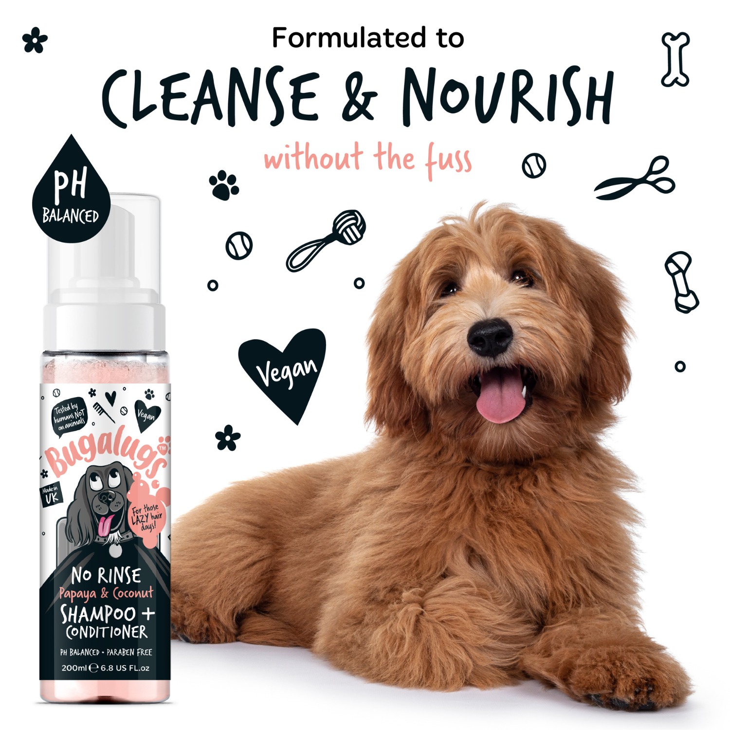 bugalugs-no-rinse-papaya-coconut-dog-shampoo-conditioner-2-in-1-trockenshampoo-w image 5