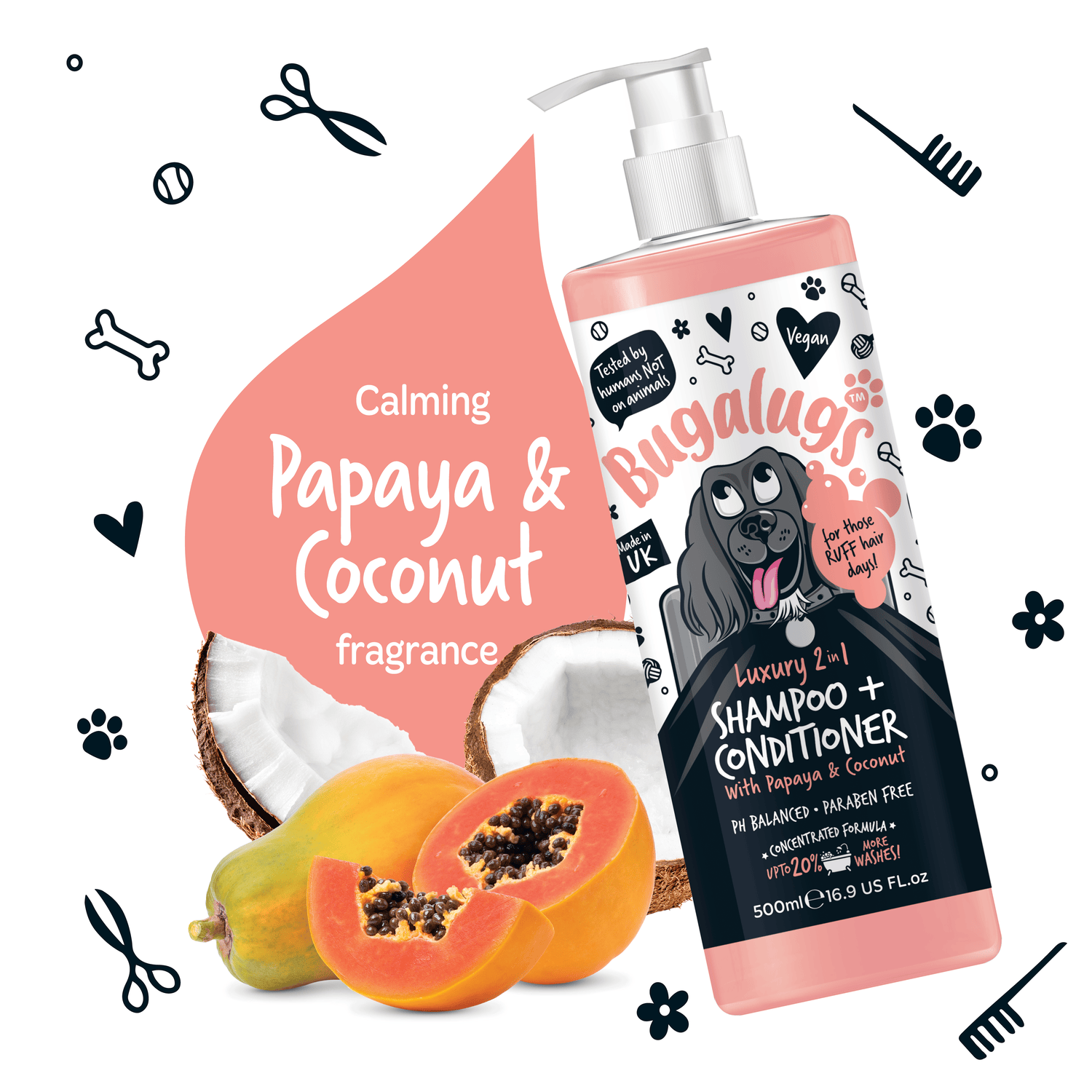 bugalugs-luxury-2-in-1-dog-shampoo-conditioner-mit-papaya-kokos image 3
