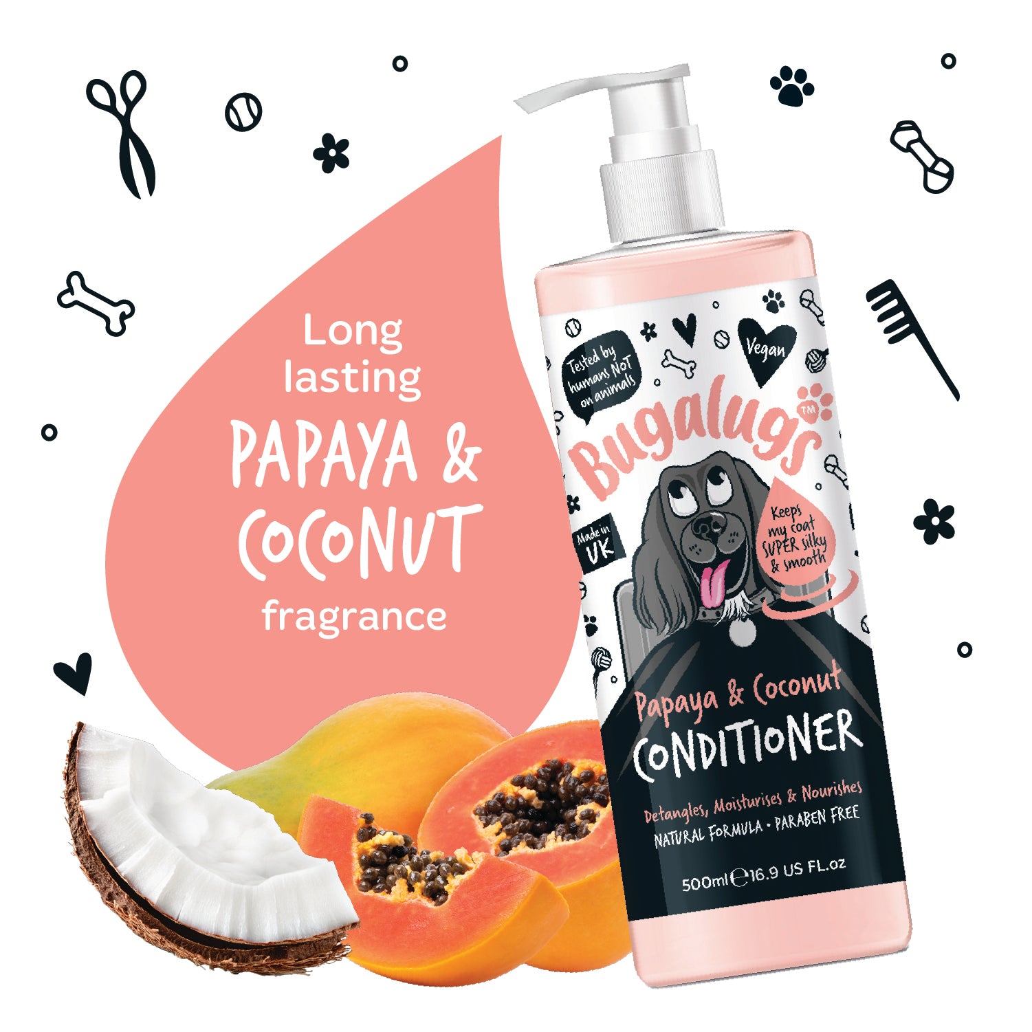 bugalugs-papaya-kokos-dog-conditioner-luxury-hundepflegesp-lung-entwirrt-pflegt image 2