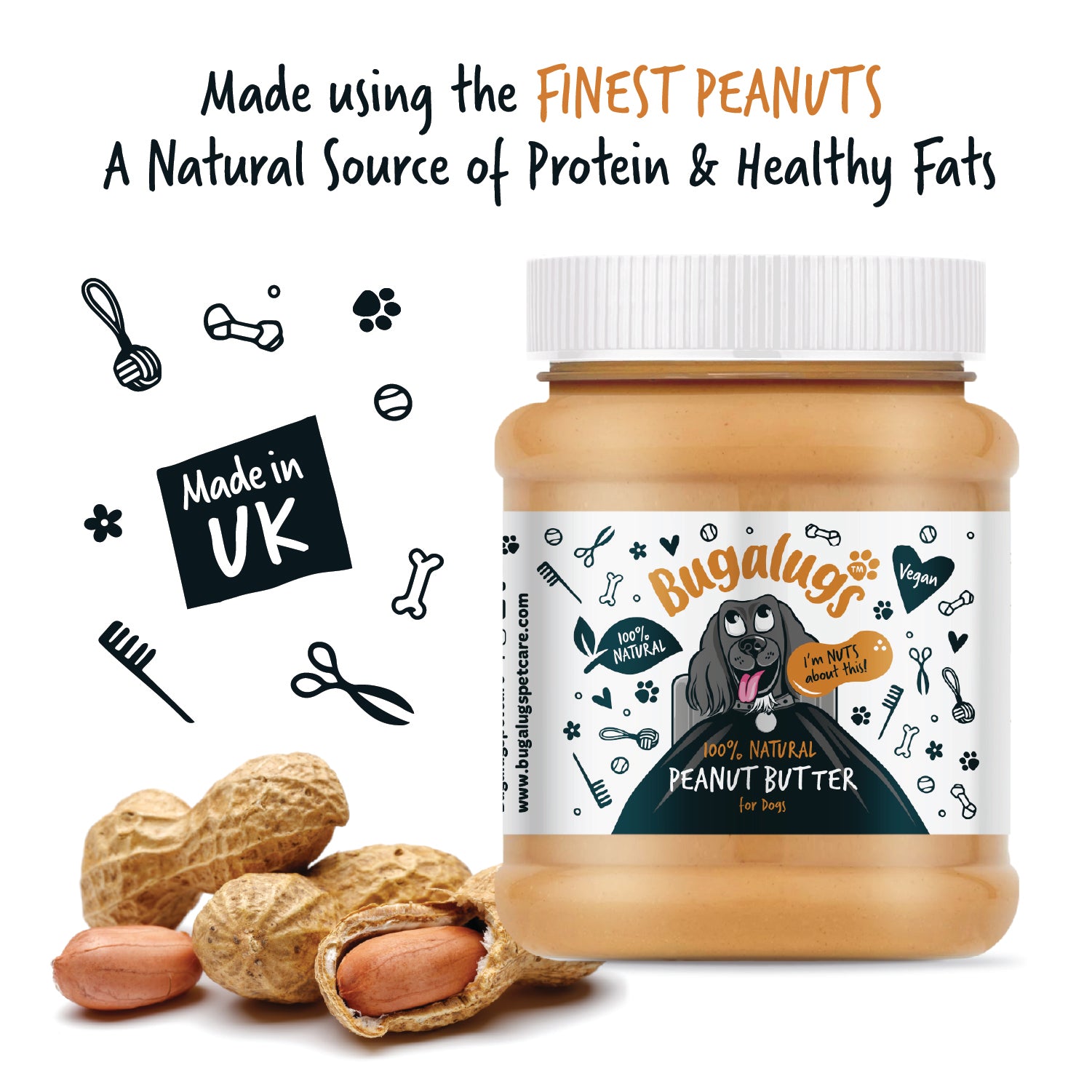 bugalugs-100-natural-peanut-butter-naturreine-erdnussbutter-f-r-hunde-ohne-zucke image 2
