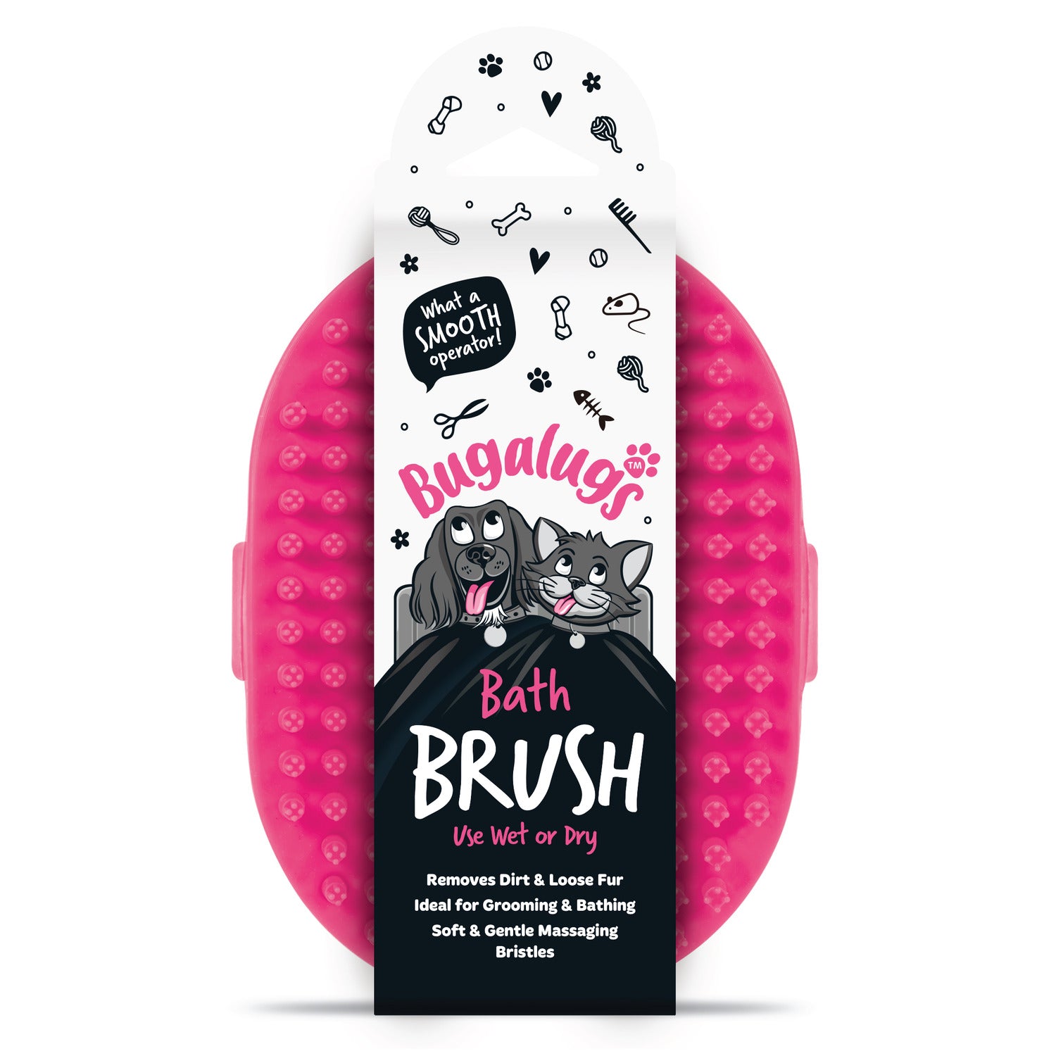 bugalugs-bath-brush-nass-trockenb-rste-f-r-hunde-katzen-pink image 1