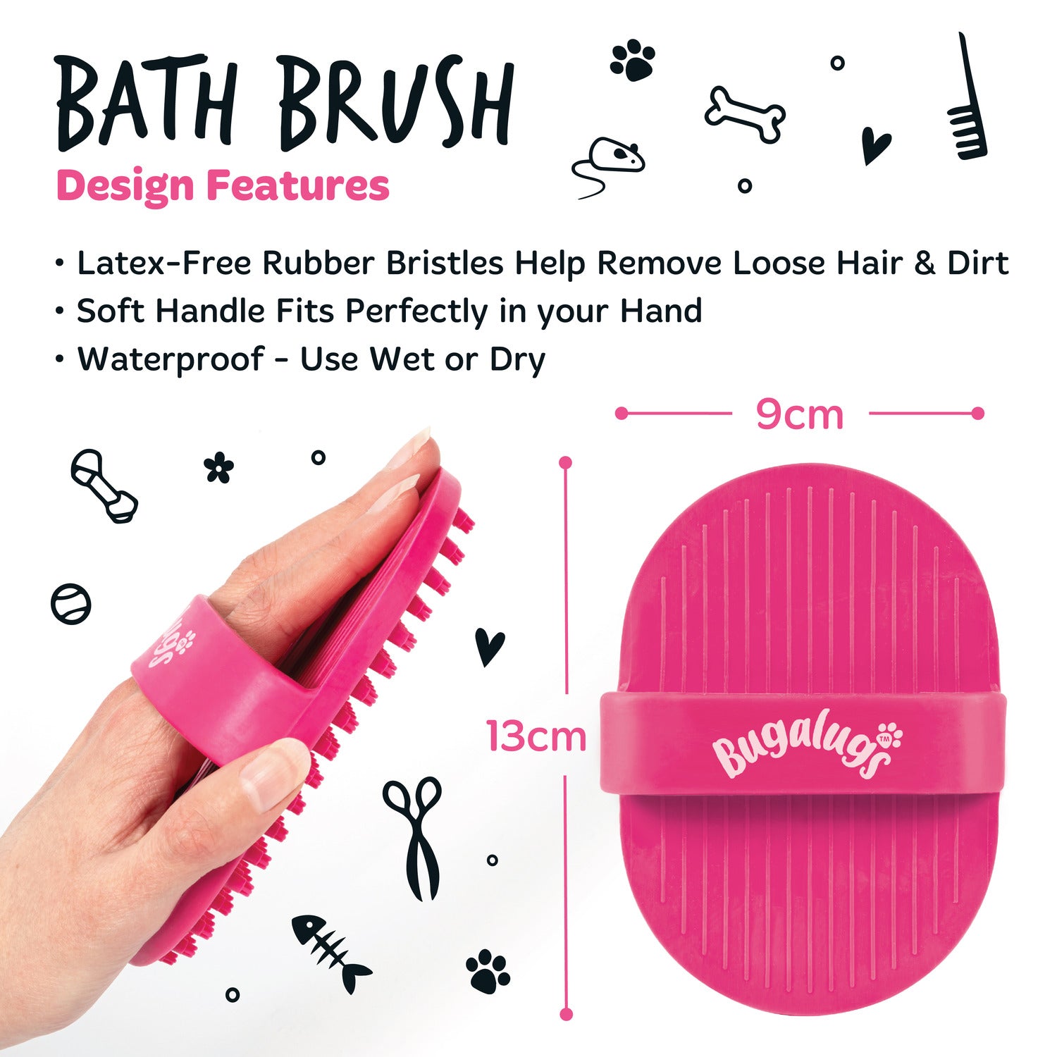 bugalugs-bath-brush-nass-trockenb-rste-f-r-hunde-katzen-pink image 7