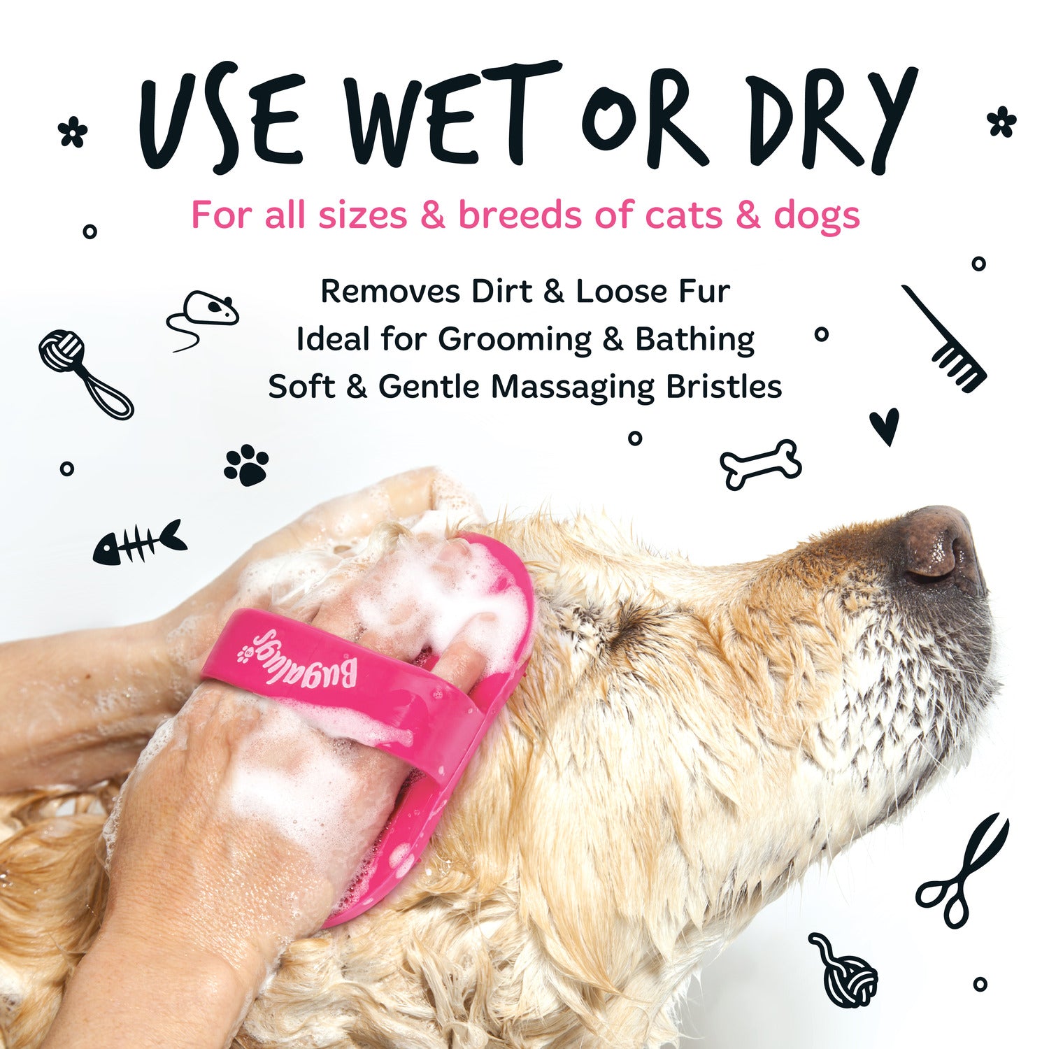 bugalugs-bath-brush-nass-trockenb-rste-f-r-hunde-katzen-pink image 8