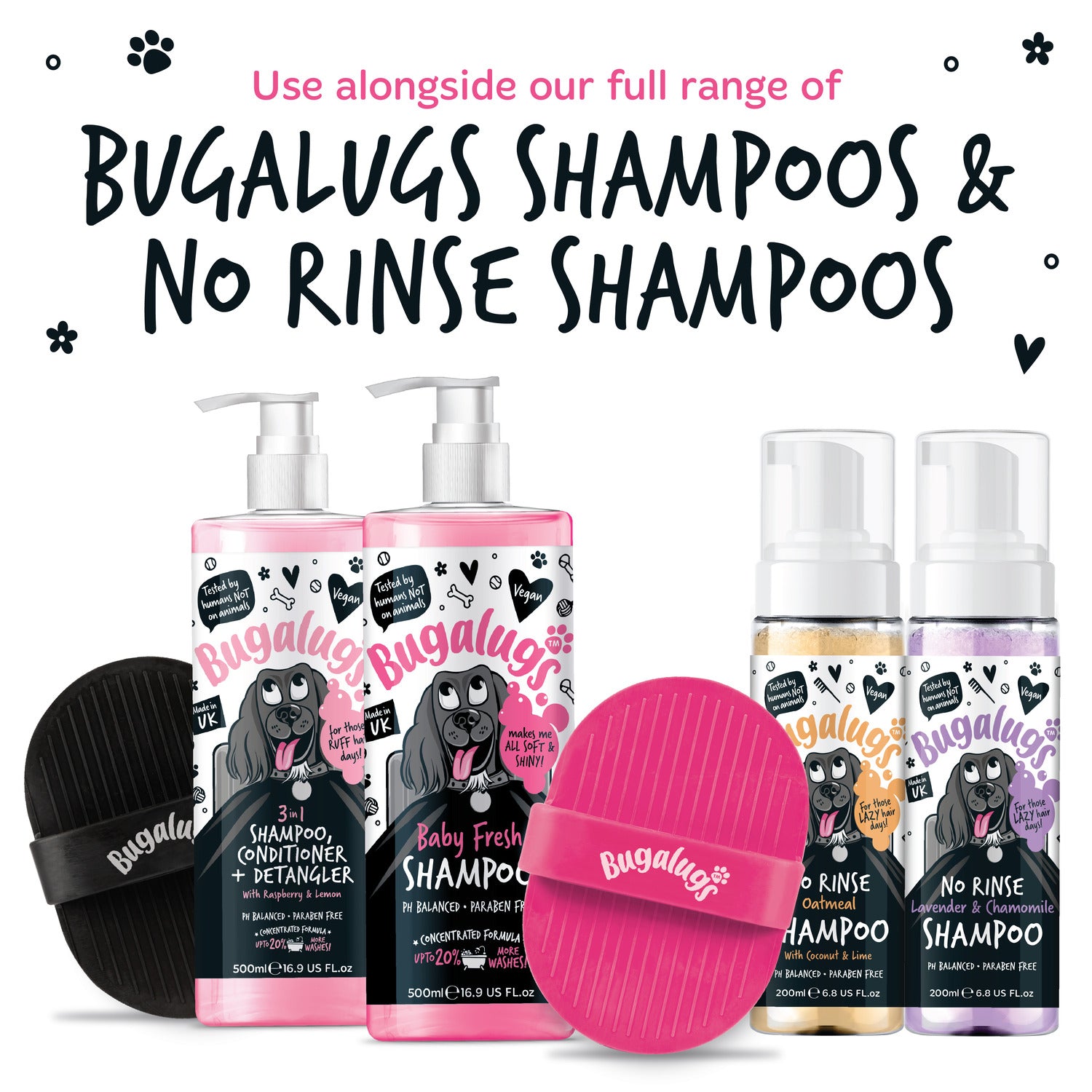 bugalugs-bath-brush-nass-trockenb-rste-f-r-hunde-katzen-pink image 5