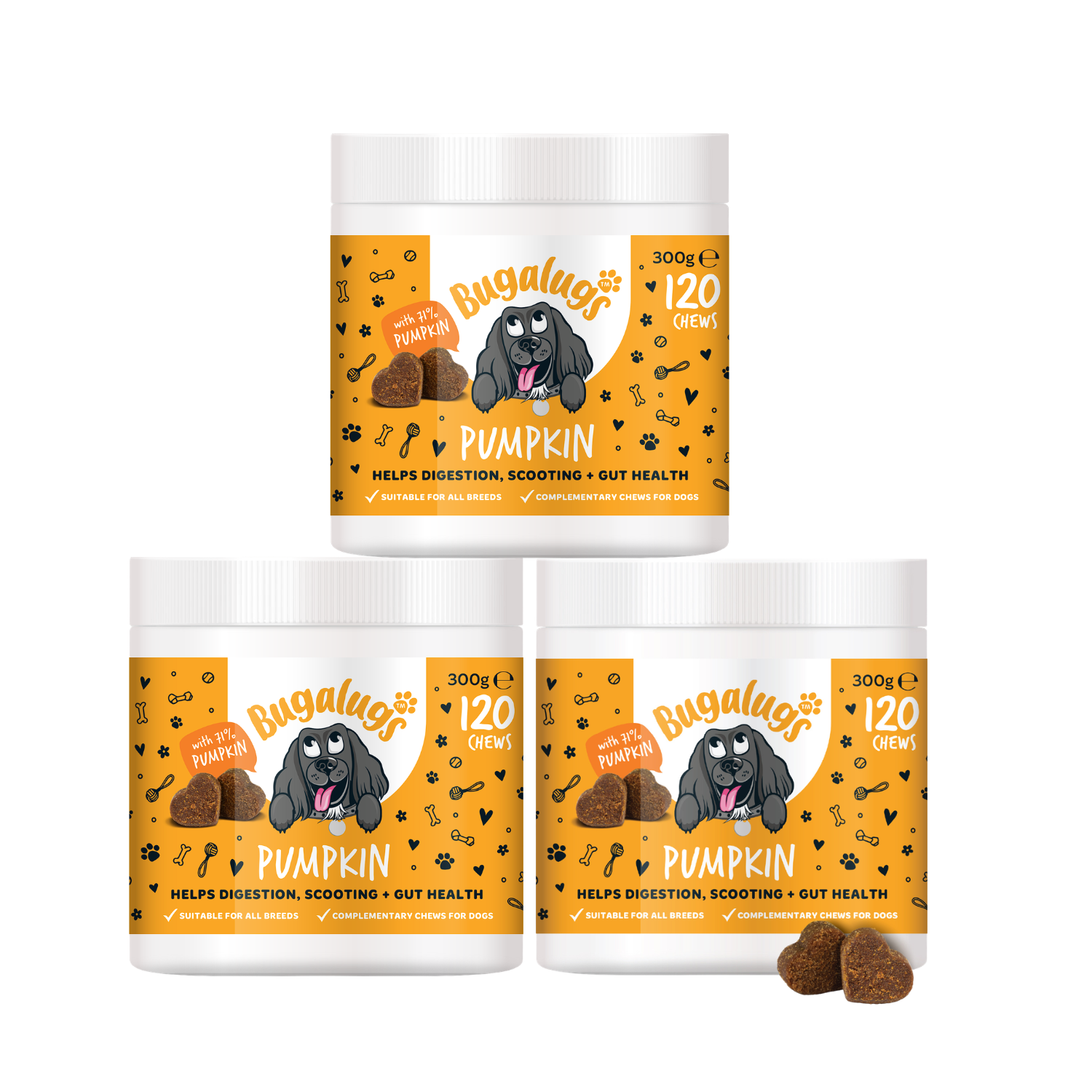 bugalugs-pumpkin-supplement-chews-3er-pack-k-rbis-snacks-zur-verdauungsunterst-t image 1