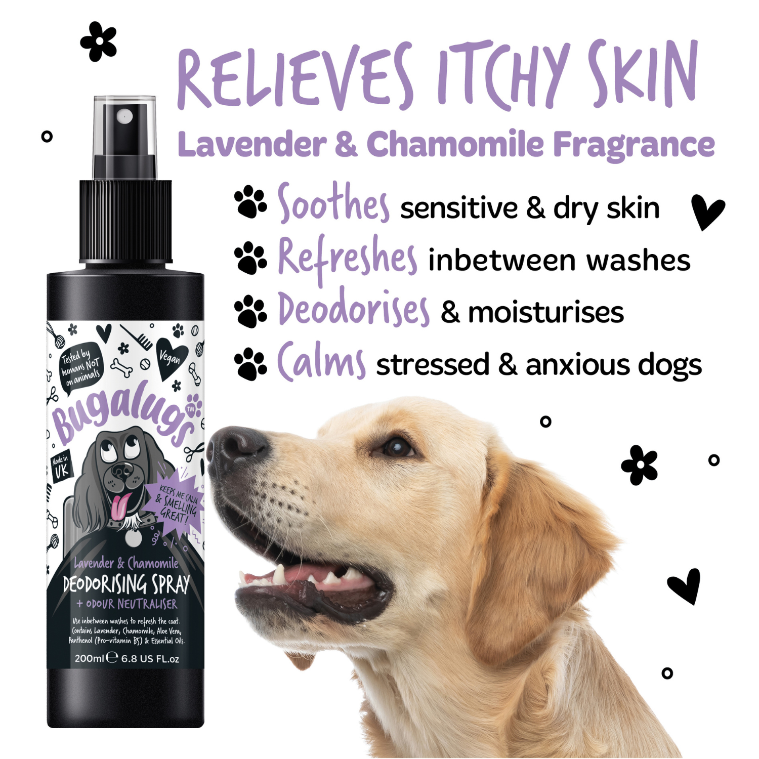 bugalugs-lavender-chamomile-dog-deodorising-spray-beruhigendes-hundeparf-m-mit-g image 8