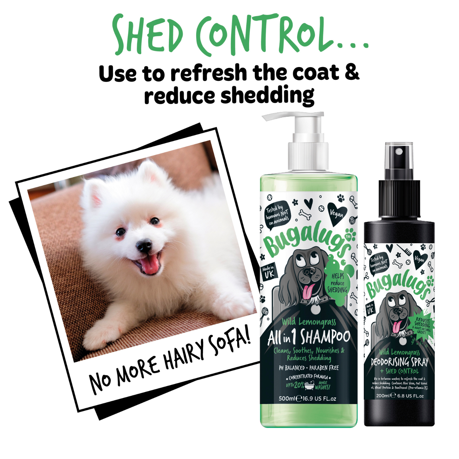 bugalugs-wild-lemongrass-deodorising-spray-mit-shed-control-hundedeo-spray-gegen image 8