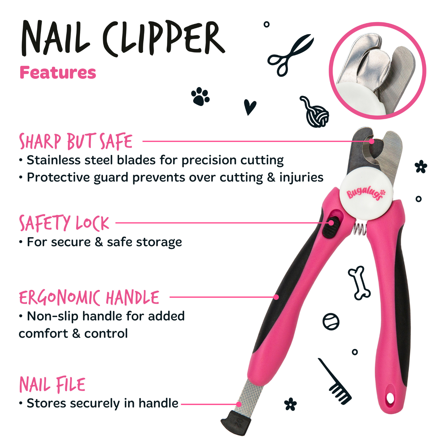 bugalugs-nail-clippers-s-m-professioneller-nagelknipser-mit-edelstahlklinge-sich image 2