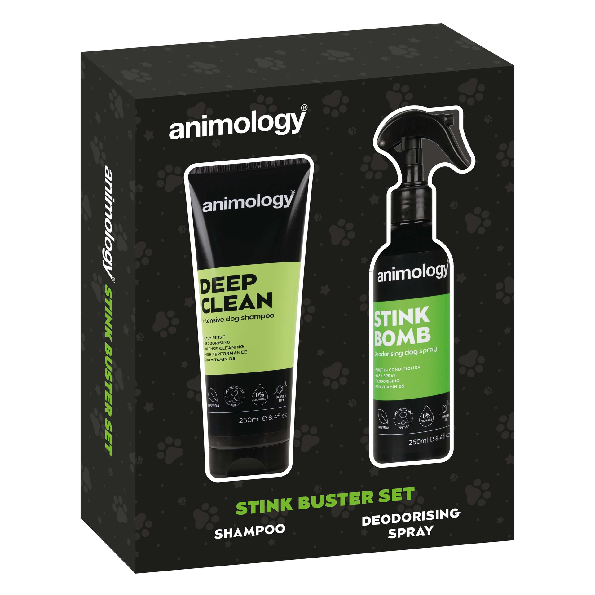 animology-stink-buster-geschenkset-deep-clean-shampoo-stink-bomb-deo-spray-gegen image 1