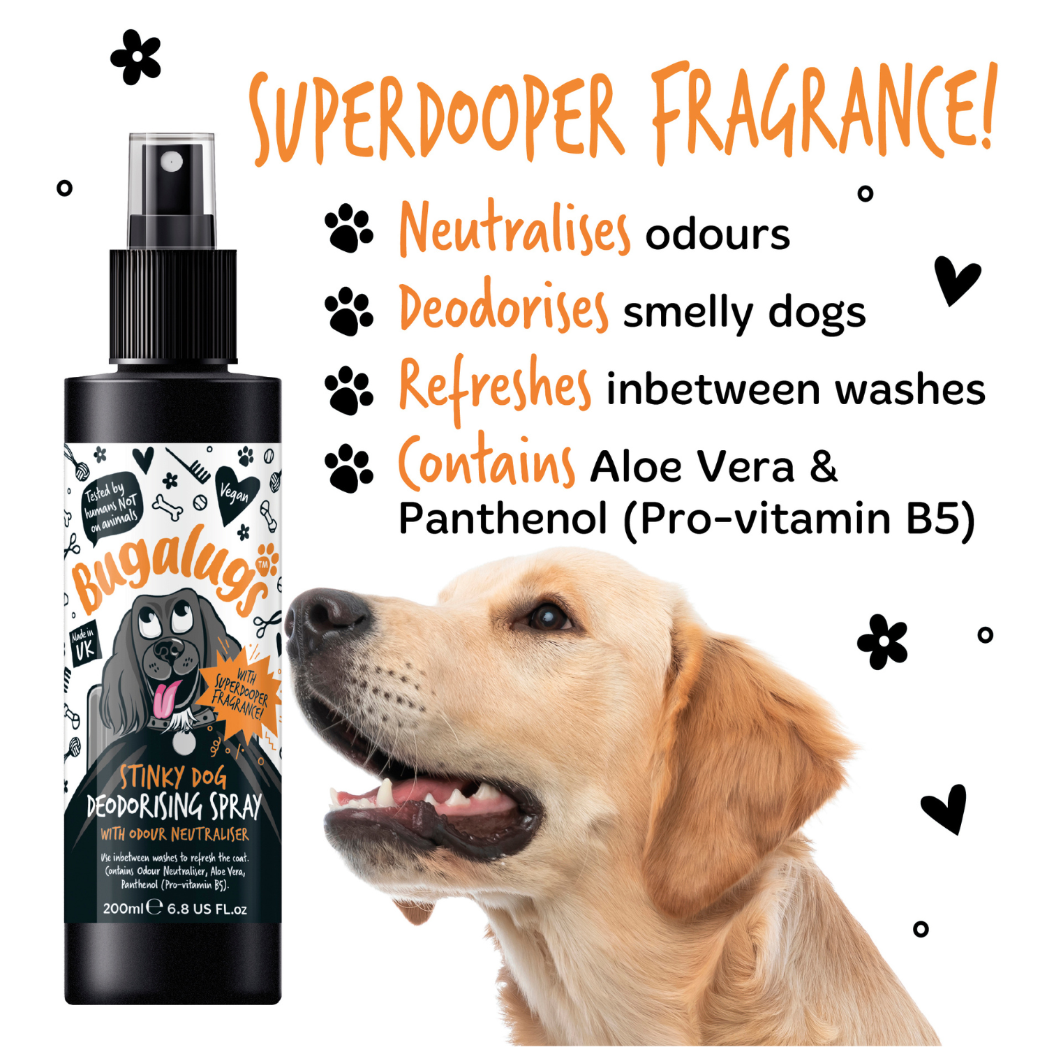 bugalugs-stinky-dog-deodorising-spray-mit-geruchsneutralisierer-pflegeleichtes-d image 5