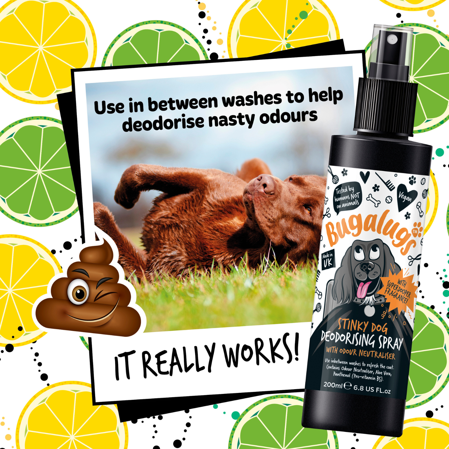 bugalugs-stinky-dog-deodorising-spray-mit-geruchsneutralisierer-pflegeleichtes-d image 7