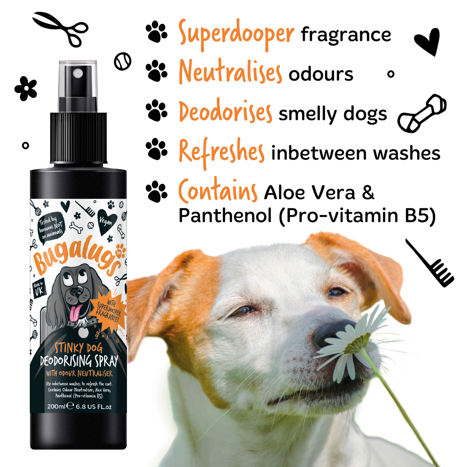 bugalugs-stinky-dog-deodorising-spray-mit-geruchsneutralisierer-pflegeleichtes-d image 3