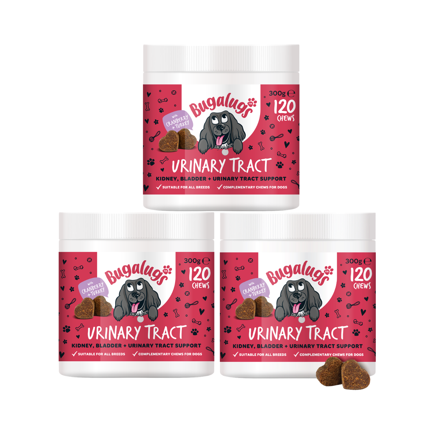 bugalugs-urinary-tract-supplement-chews-f-r-hunde-3er-pack-cranberry-d-mannose-c image 1