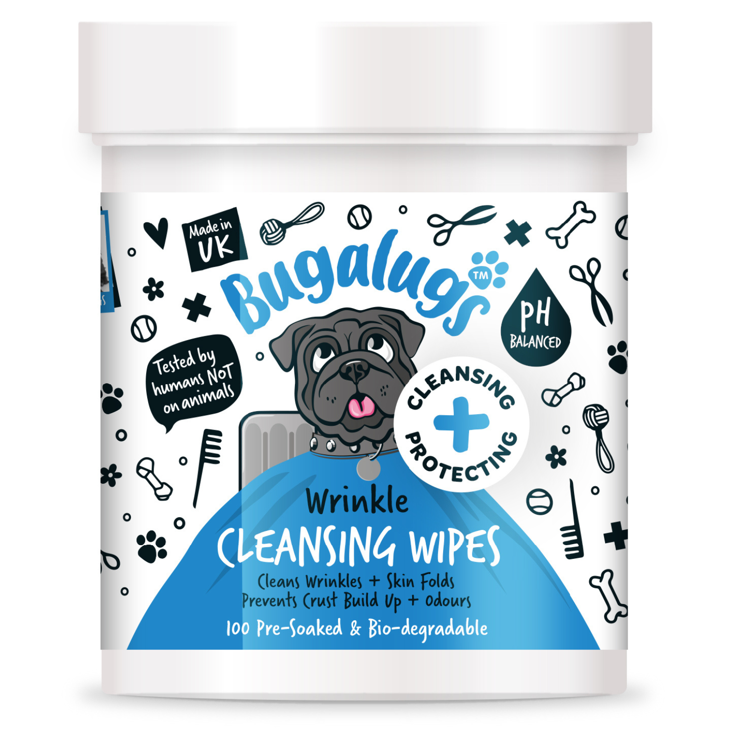bugalugs-wrinkle-cleansing-wipes-100-vorgefeuchtete-hautfalten-t-cher-f-r-hunde- image 1