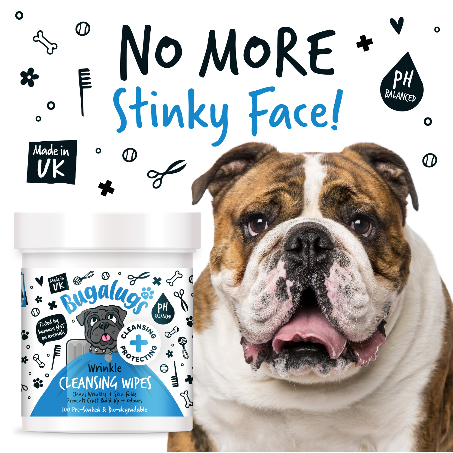 bugalugs-wrinkle-cleansing-wipes-100-vorgefeuchtete-hautfalten-t-cher-f-r-hunde- image 2